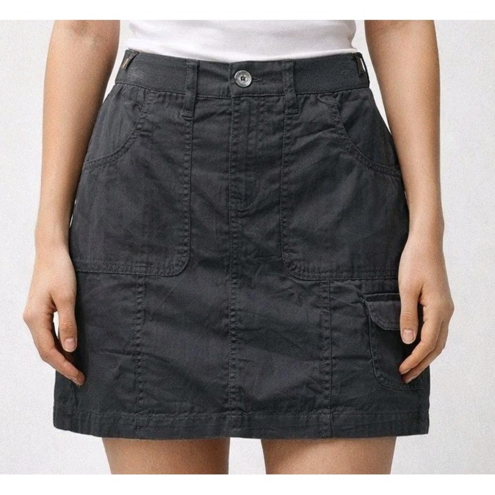 Y2K Briara Cargo Skirt Womens Sz 4 Black Cotton Stretch Goth Casual Chic Outdoor